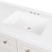 Predrilled white sink top on Bolivar 49 inch cream dresser-style single-sink bathroom vanity with 6 drawers and white sink top