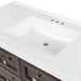 Predrilled white sink top on Bolivar 49 inch dark woodgrain dresser-style single-sink bathroom vanity with 6 drawers and white sink top