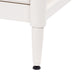 Leveling leg on Bolivar 49 inch cream dresser-style single-sink bathroom vanity with 6 drawers and white sink top