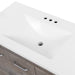 Predrilled sink top on Breena 36.5 in single-sink vanity with woodgrain finish, 3 doors, 1 drawer, interior shelf, polished chrome hardware, and white sink top