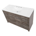 Top view of Breena 48.25 bathroom vanity with woodgrain finish, 2-door cabinet, 6 drawers, polished chrome hardware, and white sink top