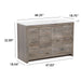Measurements of Breena 48.25 bathroom vanity with woodgrain finish, 2-door cabinet, 6 drawers, polished chrome hardware, and white sink top: 48.25 in W x 18.75 in D x 32.89 in H