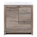 30.25 in Breena half-bath vanity with woodgrain laminate finish, 2-door cabinet, base drawer, chrome hardware