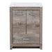 24.25 in Breena bathroom vanity with woodgrain laminate finish, 2-door cabinet, base drawer, chrome hardware