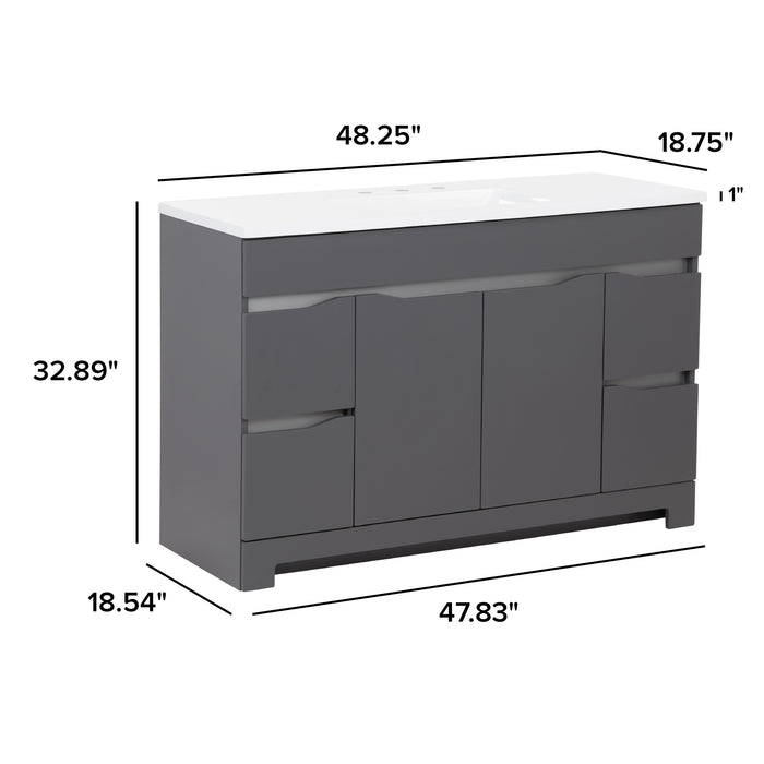 48.25" 2-Door Bathroom Vanity With 4 Drawers and White Countertop