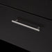 Polished chrome t-bar handles on Brooksley 1-drawer, open shelf vanity with top 