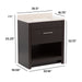 Dimensions of Brooksley 30.5" dark wood bathroom vanity  W one door woodgrain bathroom vanity with drawer: 30.5" W x 18.75" D x 33.25"