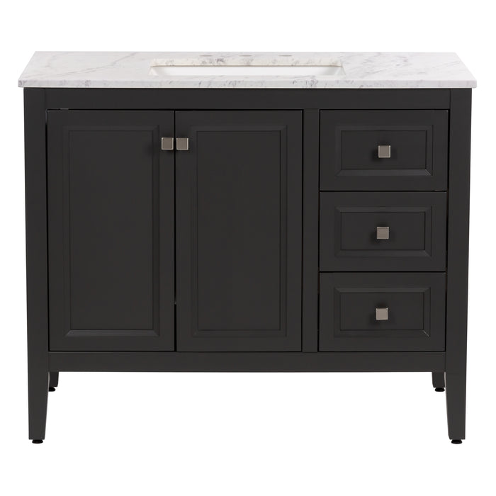 Cartland 43-in gray bathroom vanity with 2-door cabinet, 3 drawers, garnite-look sink top