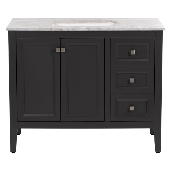 Cartland 43-in gray bathroom vanity with 2-door cabinet, 3 drawers, garnite-look sink top