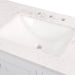 Predrilled sink top on Cartland 43-in white bathroom vanity with 2-door cabinet, 3 drawers, garnite-look sink top