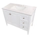 Top view of Cartland 43-in white bathroom vanity with 2-door cabinet, 3 drawers, garnite-look sink top