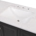 Predrilled granite-look sink top on Cartland 43-in gray bathroom vanity with 2-door cabinet, 3 drawers, garnite-look sink top