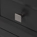 Satin nickel hardware on Cartland 37 in gray bathroom vanity with cabinet, 3 drawers, sink top