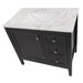 Top view of Cartland 37 in gray bathroom vanity with cabinet, 3 drawers, sink top