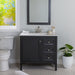 Cartland 37 in gray bathroom vanity with cabinet, 3 drawers, sink top installed in bathroom 