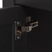 Adjustable hinge on Cartland 37 in gray bathroom vanity with cabinet, 3 drawers, sink top