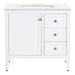 Cartland 37 in white bathroom vanity with cabinet, 3 drawers, granite-look sink top