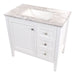 Top view of Cartland 37 in white bathroom vanity with cabinet, 3 drawers, sink top