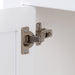 Adjustable hinge on Cartland 37 in white bathroom vanity with cabinet, 3 drawers, sink top