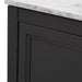 Edge closeup of Cartland 37 in gray bathroom vanity with cabinet, 3 drawers, sink top