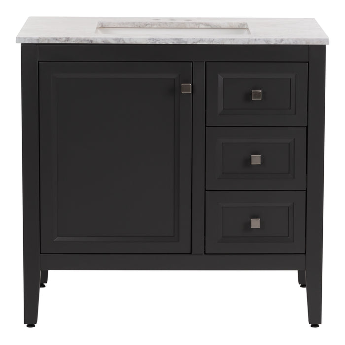 Cartland 37 in gray bathroom vanity with cabinet, 3 drawers, sink top