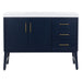 48.5 in. Darya blue bathroom vanity with 3 drawers, cabinet, brushed gold pulls, white sink top