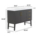 Measurements of 48.5 in. Darya gray bathroom vanity with 3 drawers, cabinet, brushed gold pulls, white sink top: 48.54 in W x 18.75 in D x 36.68 in H