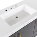 Predrilled sink top on 48.5 in. Darya gray bathroom vanity with 3 drawers, cabinet, brushed gold pulls, white sink top
