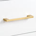 Brushed gold drawer pull on 48.5 in. Darya white bathroom vanity with 3 drawers, cabinet, brushed gold pulls, white sink top
