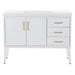 48.5 in. Darya white bathroom vanity with 3 drawers, cabinet, brushed gold pulls, white sink top