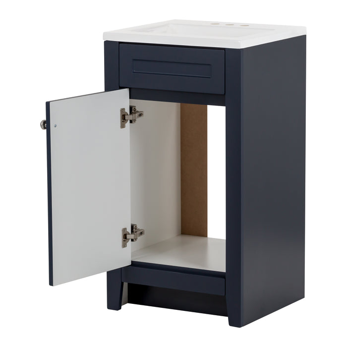 18.25" 1-Door Shaker-Style Vanity With White Sink Top