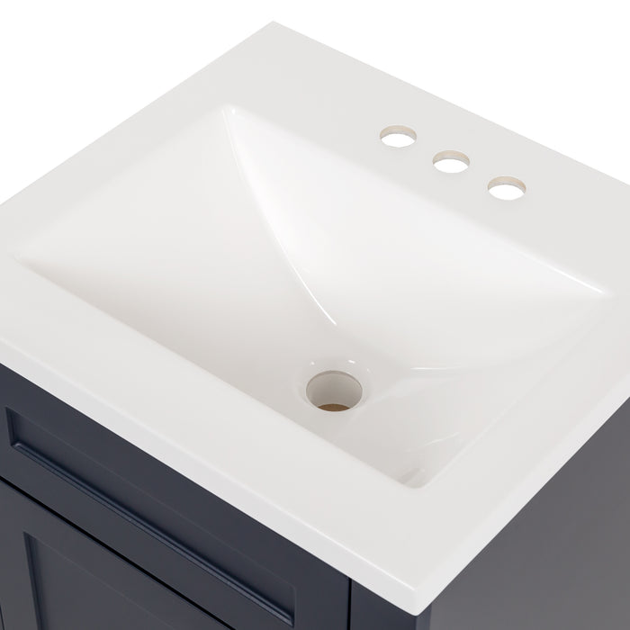 18.25" 1-Door Shaker-Style Vanity With White Sink Top