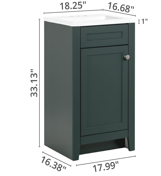 18.25" 1-Door Shaker-Style Vanity With White Sink Top