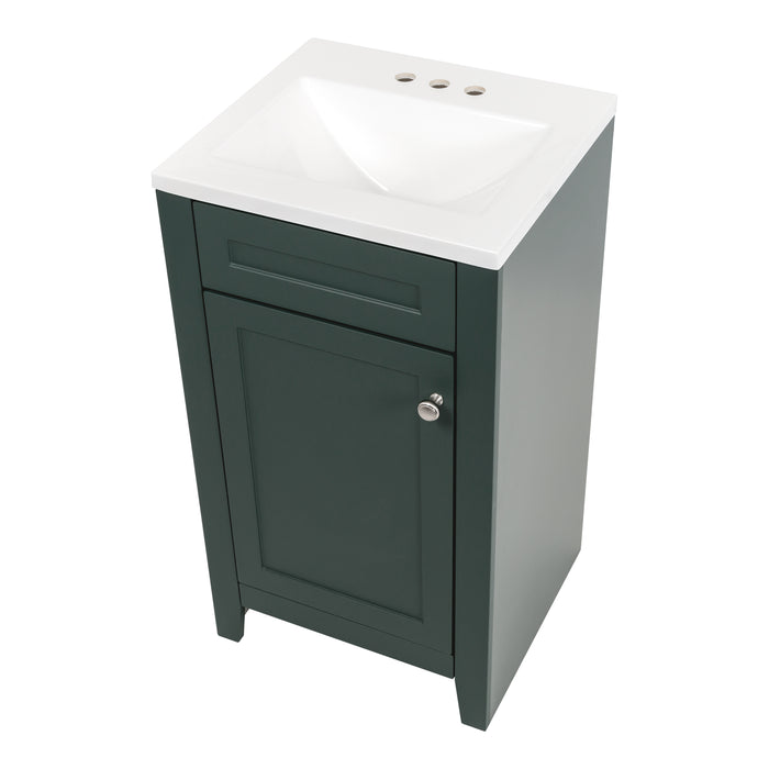 18.25" 1-Door Shaker-Style Vanity With White Sink Top