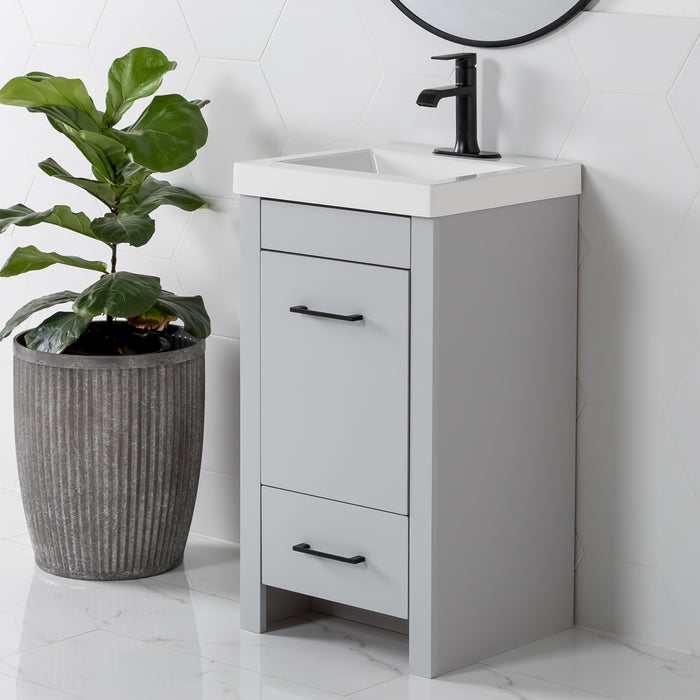 18.5" 1-Drawer Narrow Vanity With Cabinet and White Sink Top