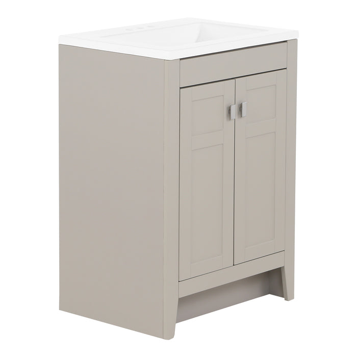 Lonsdale 24 inch warm gray half-bath vanity with two doors and white sink top