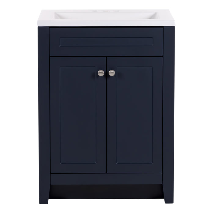 24.25" Shaker-Style Vanity With 2 Doors and White Sink Top