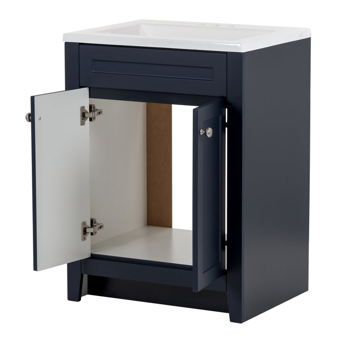 24.25" Shaker-Style Vanity With 2 Doors and White Sink Top