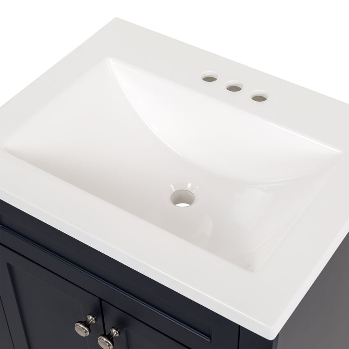 24.25" Shaker-Style Vanity With 2 Doors and White Sink Top