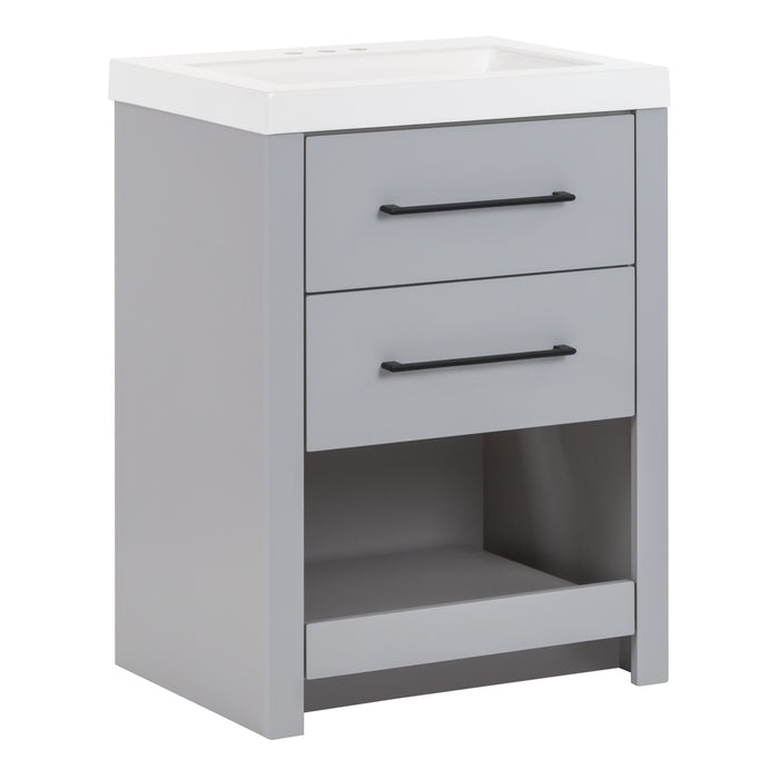 24 2-Drawer Vanity With Pull-Out Open Shelf and Sink Top — Spring Mill  Cabinets