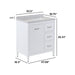 Dimensions of Tilford white furniture-style bathroom vanity: 30.5 in W x 18.75 in D x 35.41 in H with 2.19 in backsplash