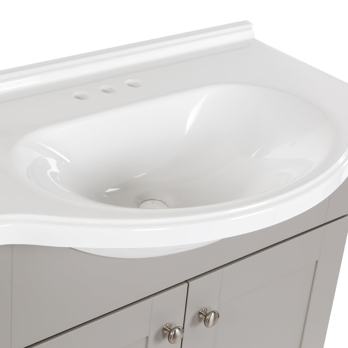 31" Bathroom Vanity With Drop-in Belly Bowl Sink Top