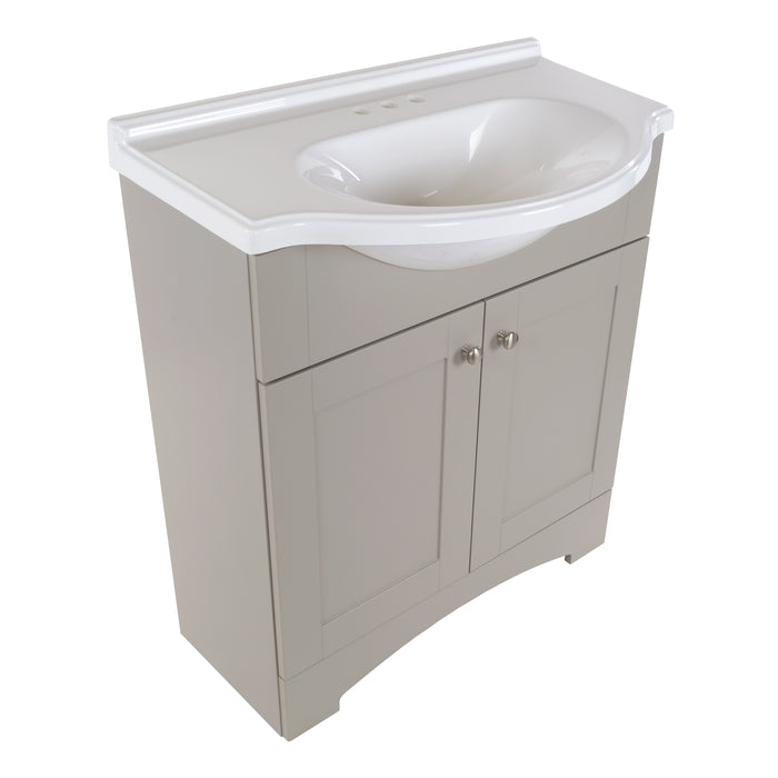 31" Bathroom Vanity With Drop-in Belly Bowl Sink Top