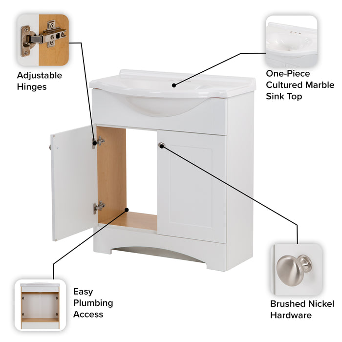 31" Bathroom Vanity With Drop-in Belly Bowl Sink Top