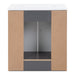 Open back of Salil 30 inch 2-door gray powder room vanity with white top