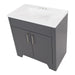 top view of Salil 30 inch 2-door gray powder room vanity with white top