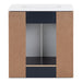 Open back of Salil 30 inch 2-door blue powder room vanity with white top