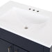 Predrilled sink top on Salil 30 inch 2-door blue powder room vanity with white top