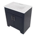 Top view of Salil 30 inch 2-door blue powder room vanity with white top