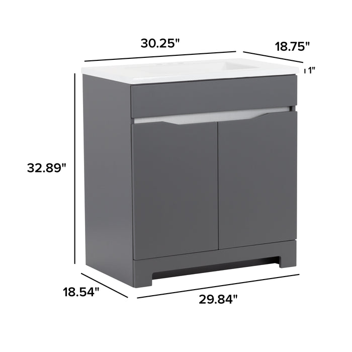 30.25" Bathroom Vanity With 2 Doors and White Sink Top